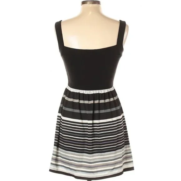 BeBop Black and Gray Striped Mini Apron Dress - Picture 2 of 10